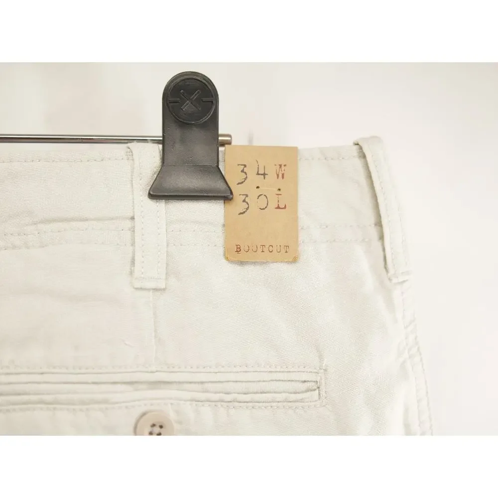 JCrew Men's 34x30 Stone Linen Blend Broken-In Bootcut Pants Chinos NWT